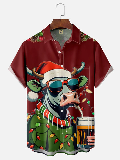 Men's Christmas Funny Graphic Short Sleeve Hawaiian Shirt